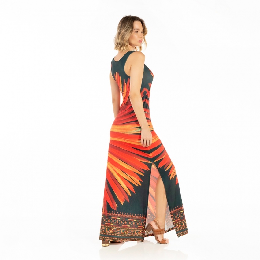 Vestido Hortência Cocares Barrado Verde