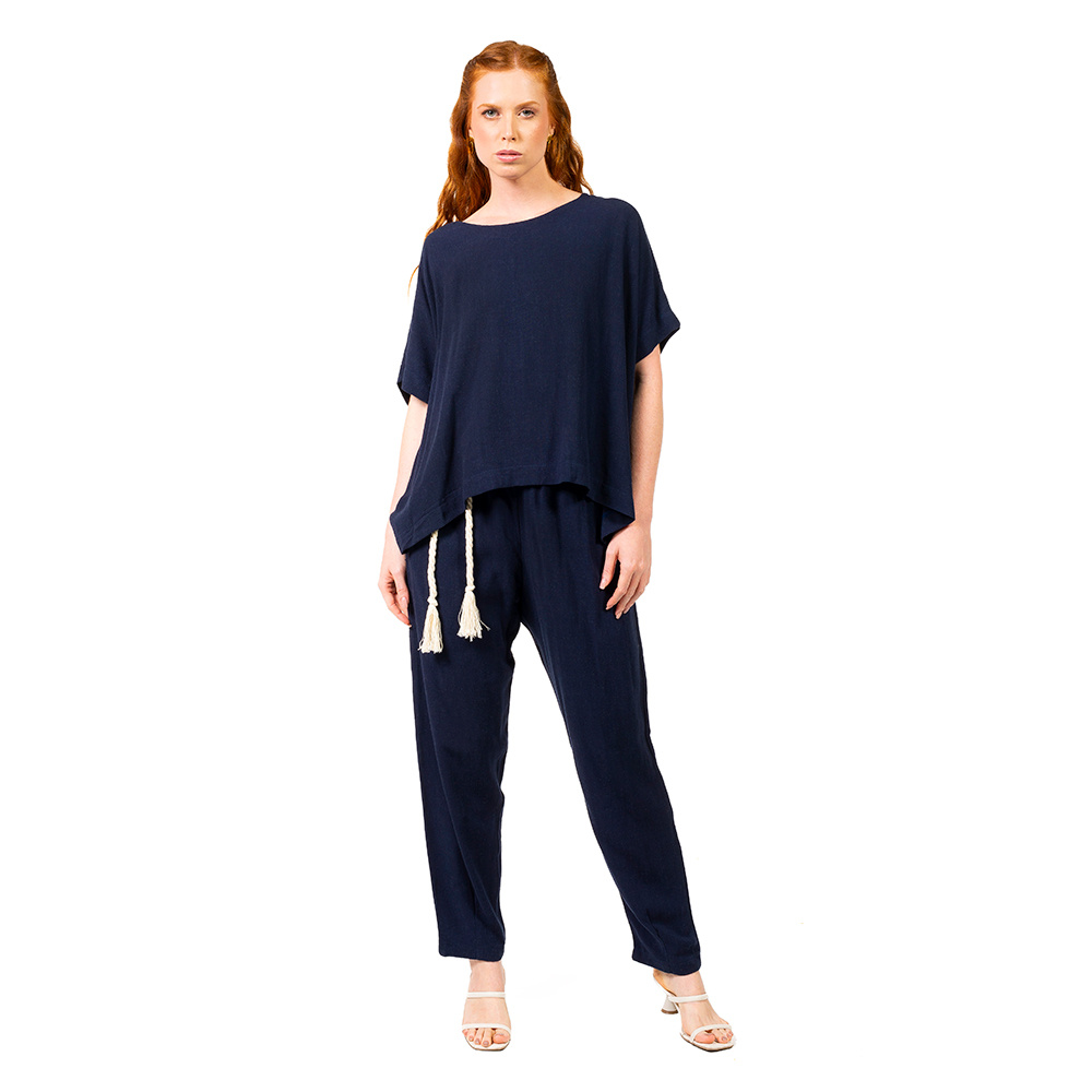 Calça Tropical Linho Marinho Calça Tropical Linho Marinho