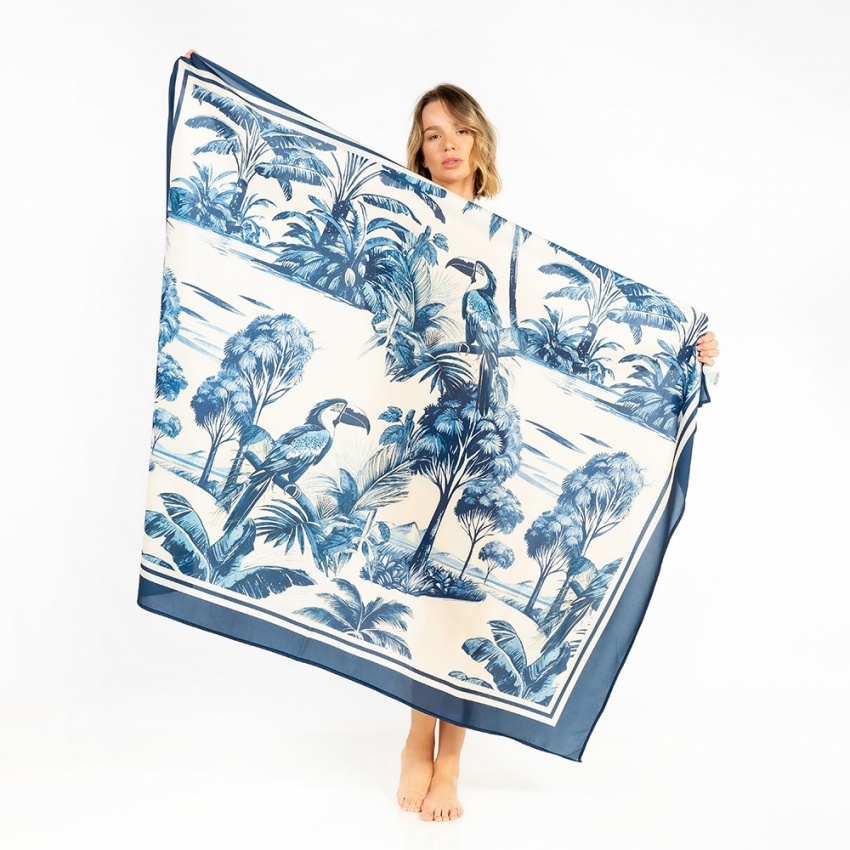 Canga Retangular Tucano Paisagem Tom de Azul Canga Retangular Tucano Paisagem Tom de Azul