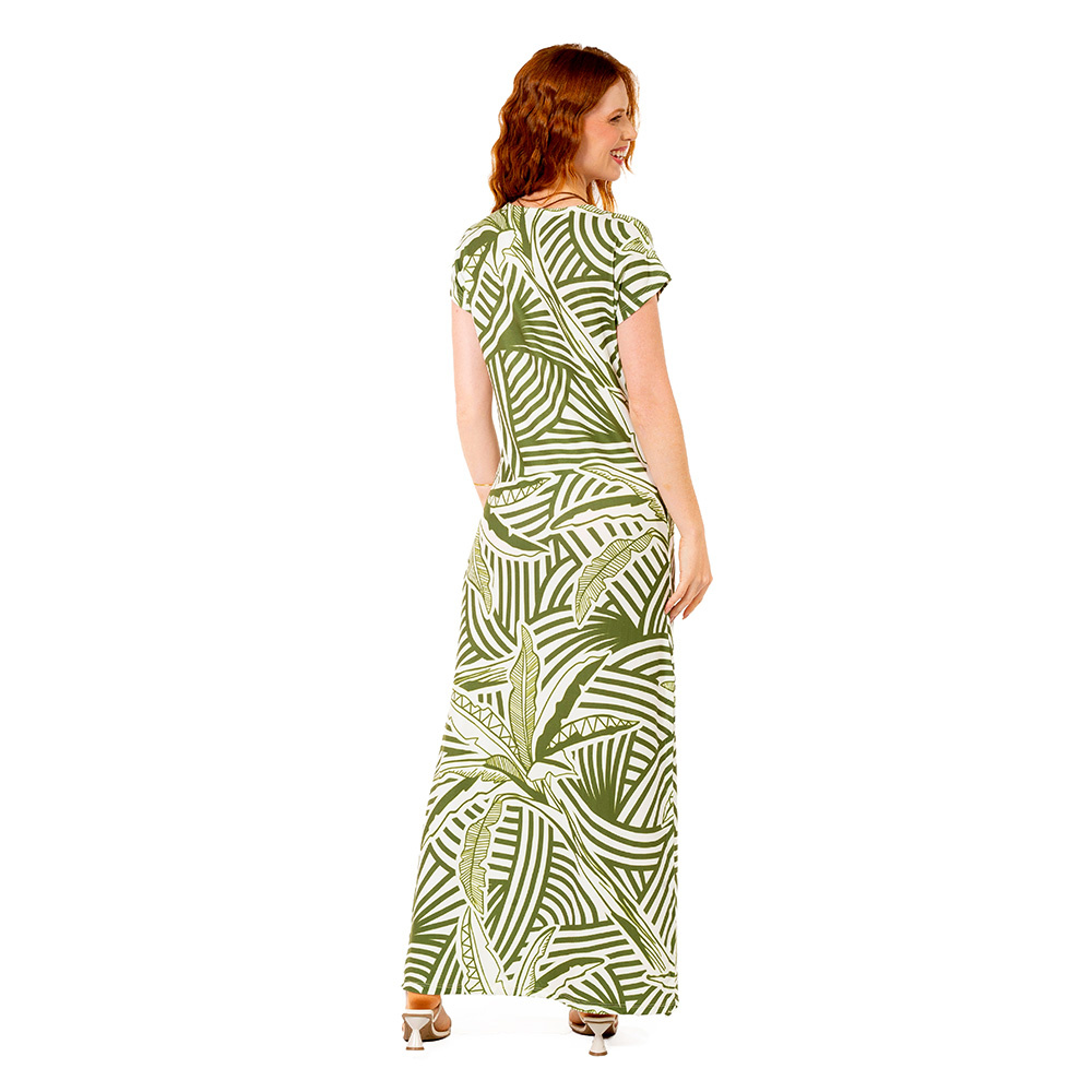 Vestido Longo Jeri Bananeiras Vetor