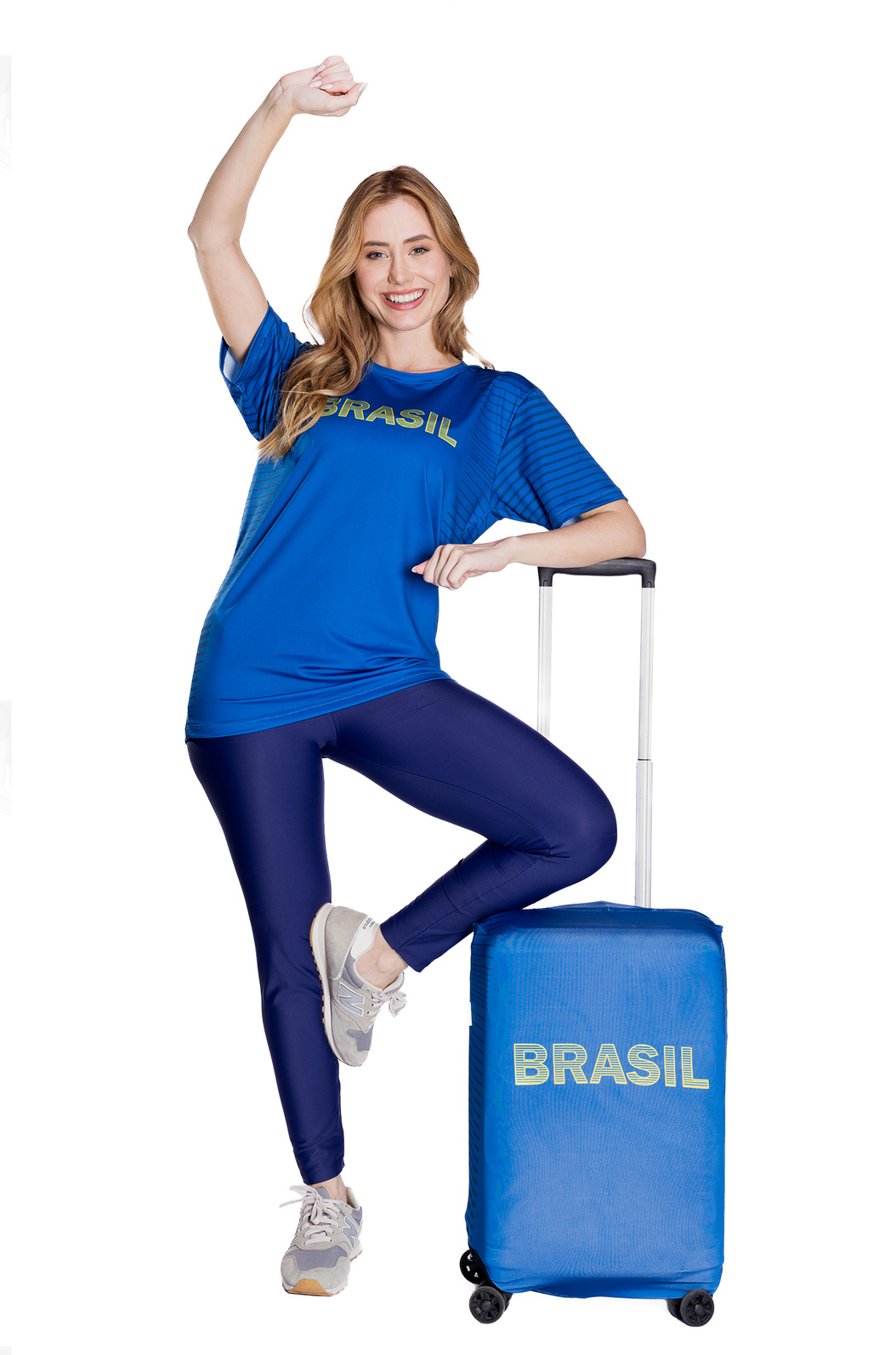 Capa de Mala Estampada Brasil Amarelo Listras
