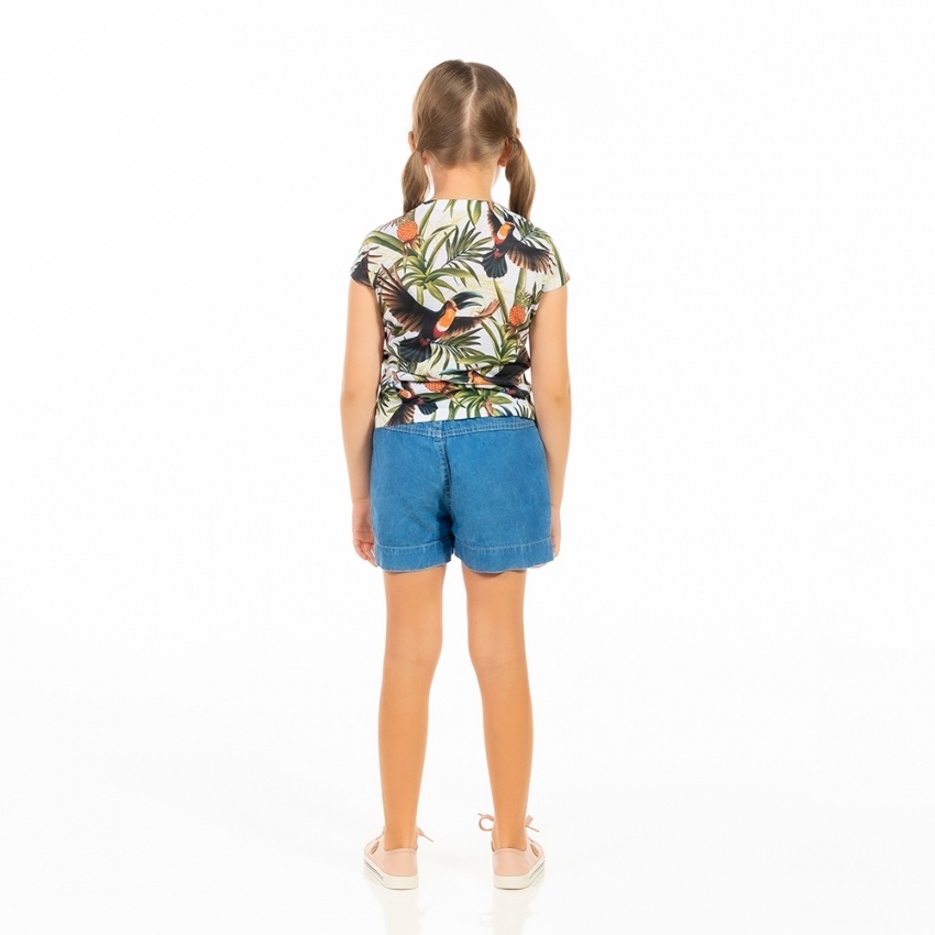 Baby Look Florata Infantil Tucano Abacaxi Fundo Branco Baby Look Florata Infantil Tucano Abacaxi Fundo Branco