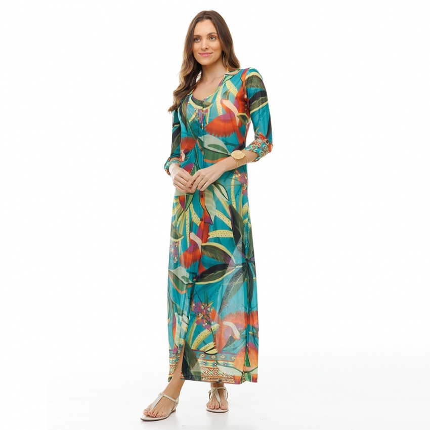 Saída de Praia Longa Cancún Tucano Color Fundo Turquesa