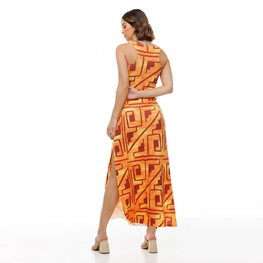 Vestido Hortência Indígena Laranja Vestido Hortência Indígena Laranja