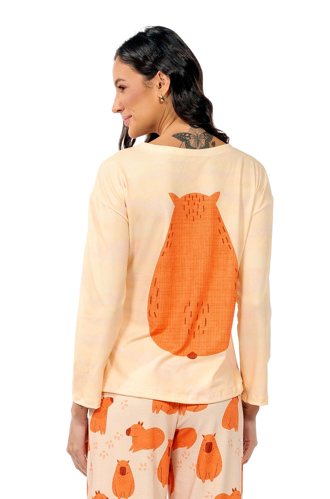 Pijama Feminino Manga Longa Adulto Estampado Capivarinhas Pijama Feminino Manga Longa Adulto Estampado Capivarinhas