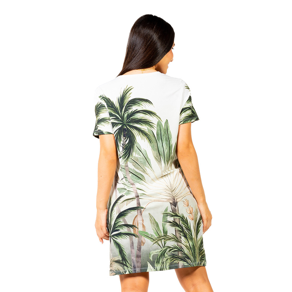 Vestido Floresta Palmeiras Fundo Degrade Vestido Floresta Palmeiras Fundo Degrade