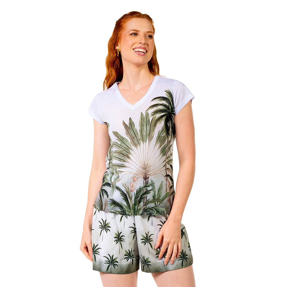 Baby Look Florata Palmeiras