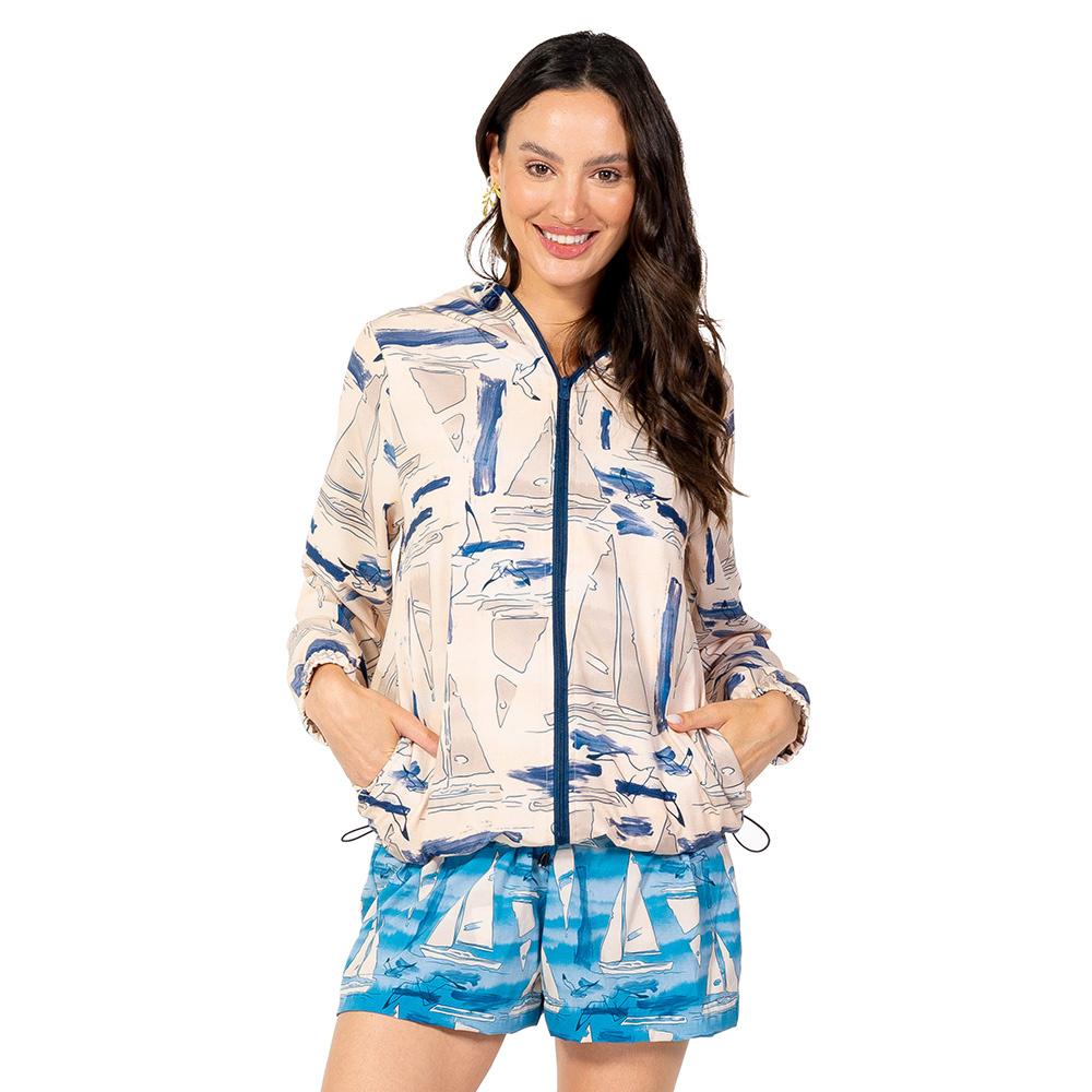 Jaqueta Corta Vento Ecoventura Barcos Gaivotas