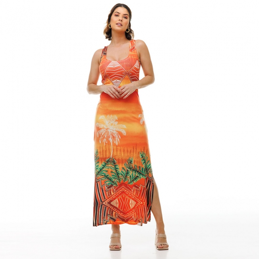 Vestido Hortência Étnico Por do Sol