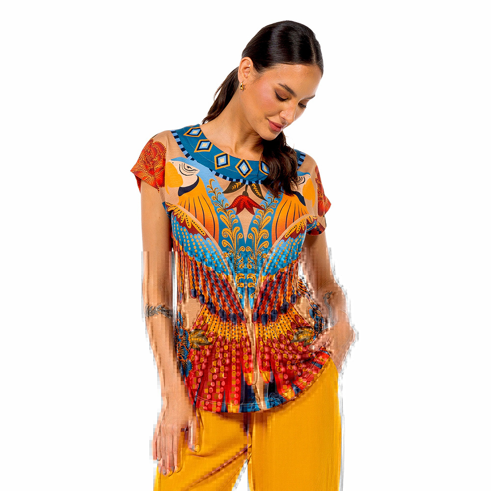 Blusa Jasmim Araras Paraiso Floral