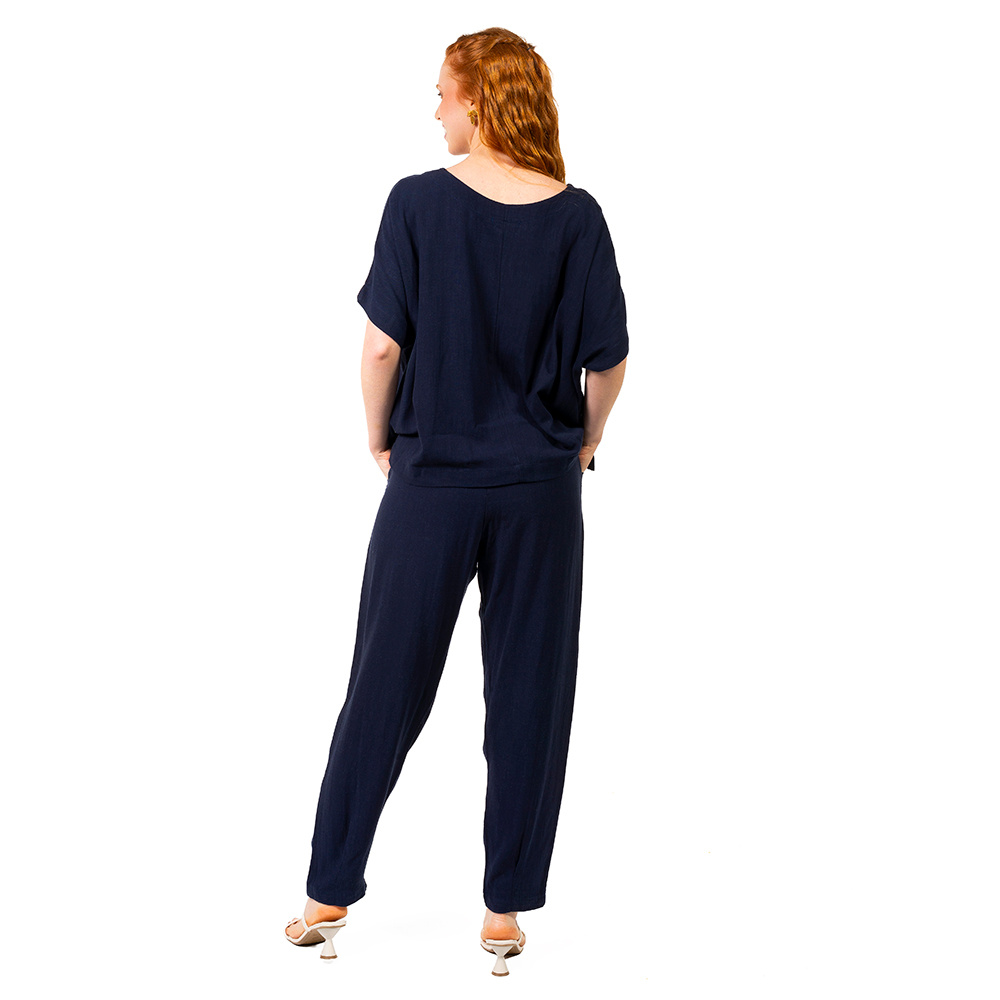 Calça Tropical Linho Marinho Calça Tropical Linho Marinho