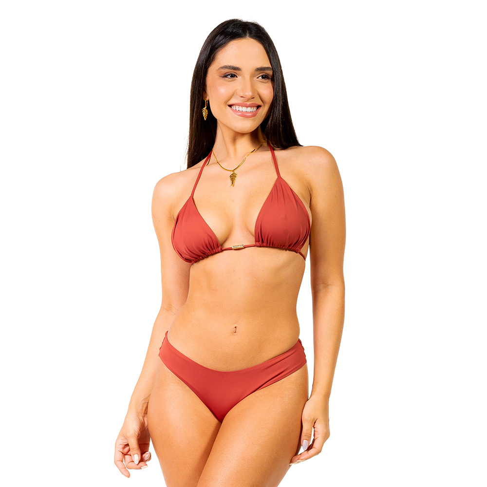 Biquíni Cortininha Fio Duplo Terracota