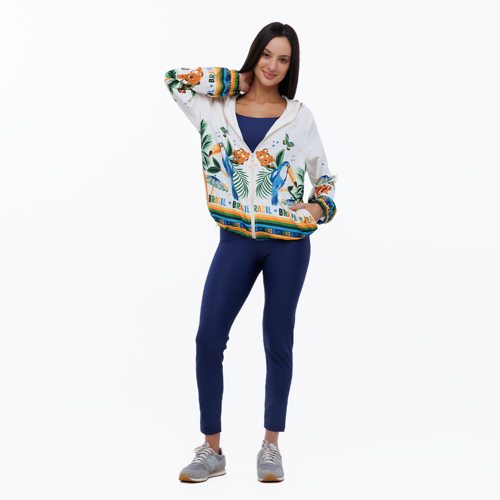 Jaqueta Feminina Corta Vento Ecoventura Estampada Elementos Br Aquarela