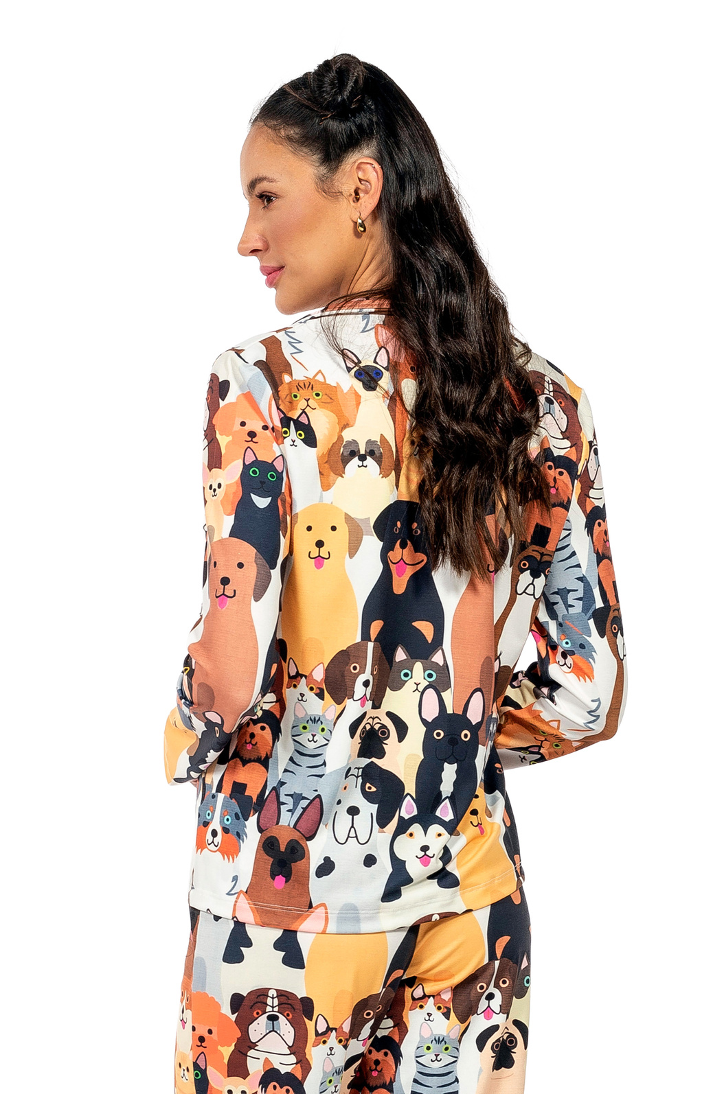 Pijama Feminino Manga Longa Americano Estampado Rapport Cachorrinhos Pijama Feminino Manga Longa Americano Estampado Rapport Cachorrinhos