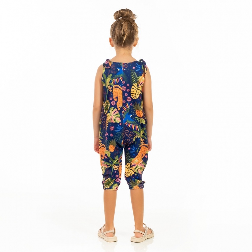 Macacão Infantil Com Bolso Onça Arara Candy Color