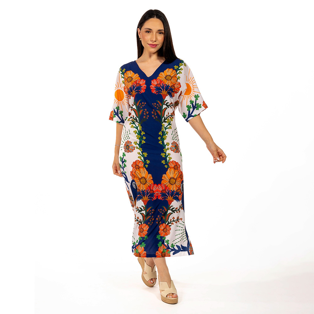 Kaftan Atena Arara Tropical Barrado Kaftan Atena Arara Tropical Barrado