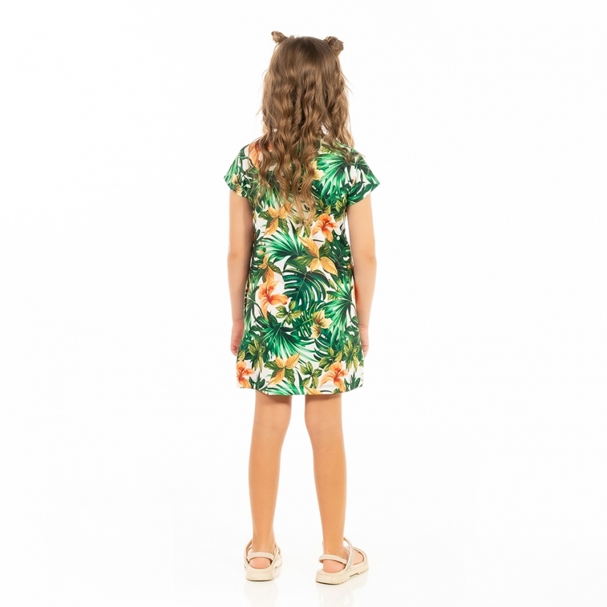 Vestido Floresta Infantil Arara Fundo Folhas