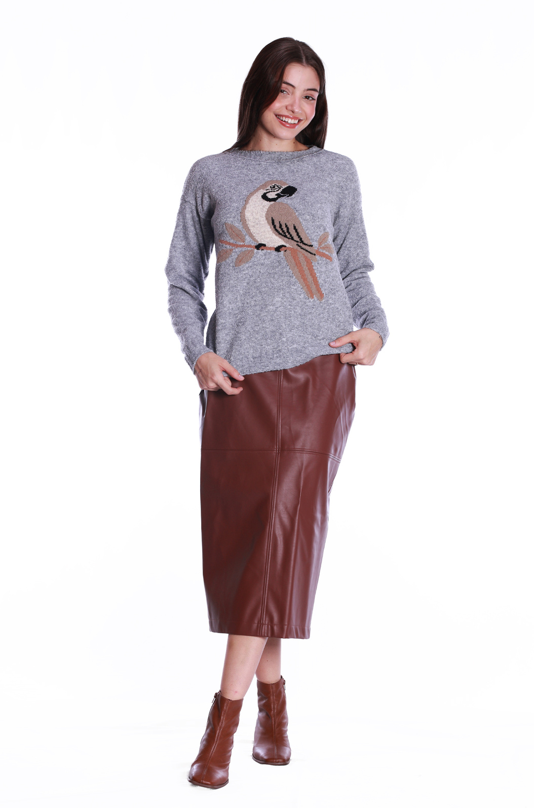 Blusão Tricot Jacquard Cinza Claro Arara Blusão Tricot Jacquard Cinza Claro Arara