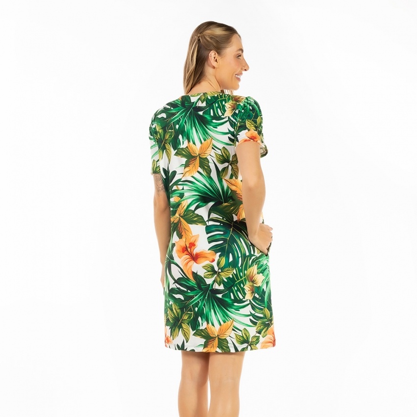 Vestido Floresta Arara Folhas Vestido Floresta Arara Folhas