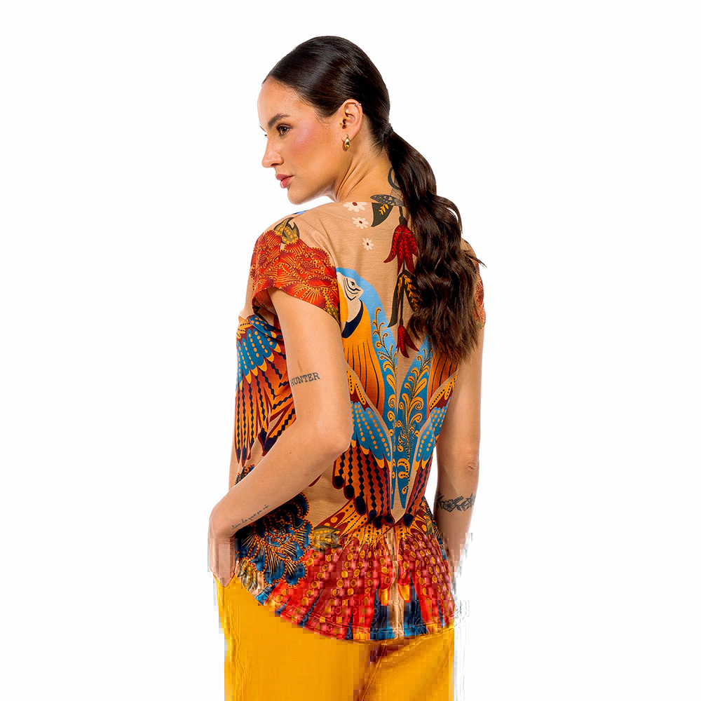 Blusa Jasmim Araras Paraiso Floral