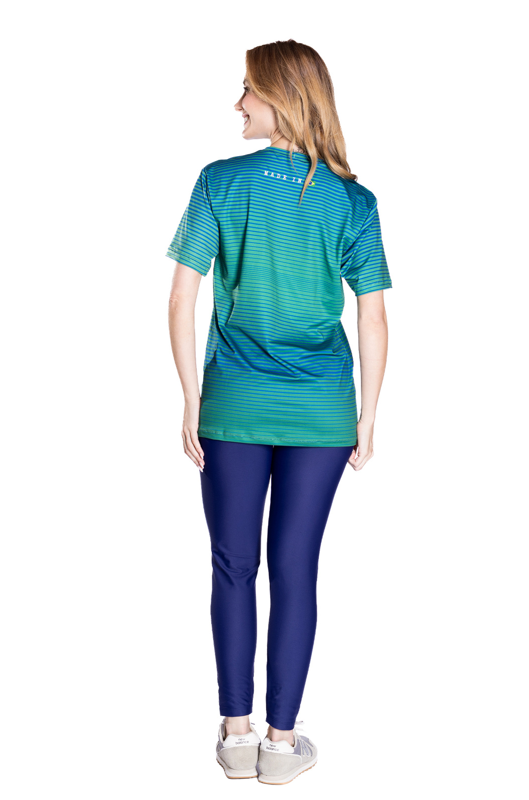 Camiseta Masculina Básica Unissex Technodry Estampada Brasil Listras Verde e Azul Camiseta Masculina Básica Unissex Technodry Estampada Brasil Listras Verde e Azul