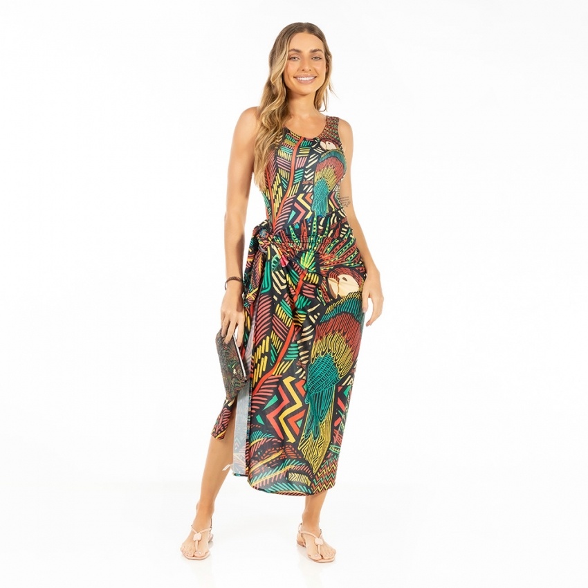 Canga Retangular Araras Etnicos Fundo Preto Canga Retangular Araras Etnicos Fundo Preto