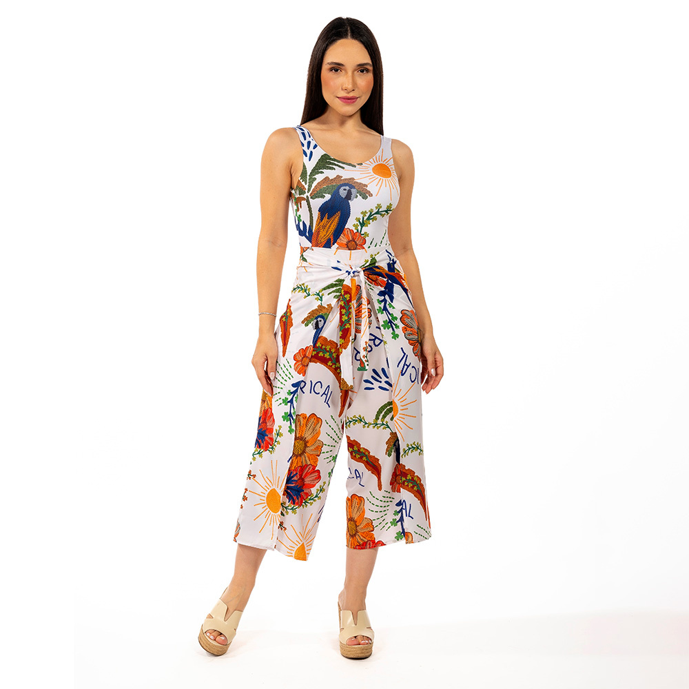 Calça Transpassada Arara Tropical Barrado Calça Transpassada Arara Tropical Barrado