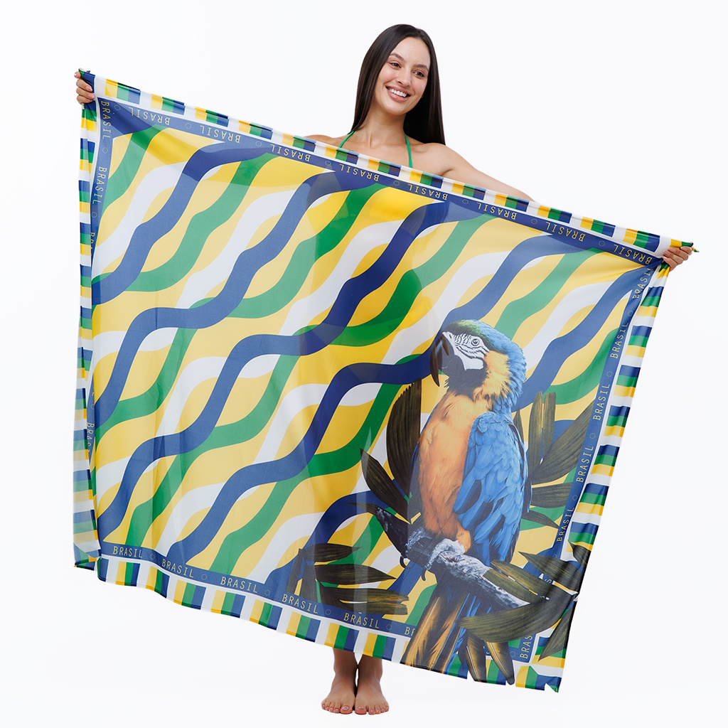 Canga Feminina Estampada Arara Brasil Cores