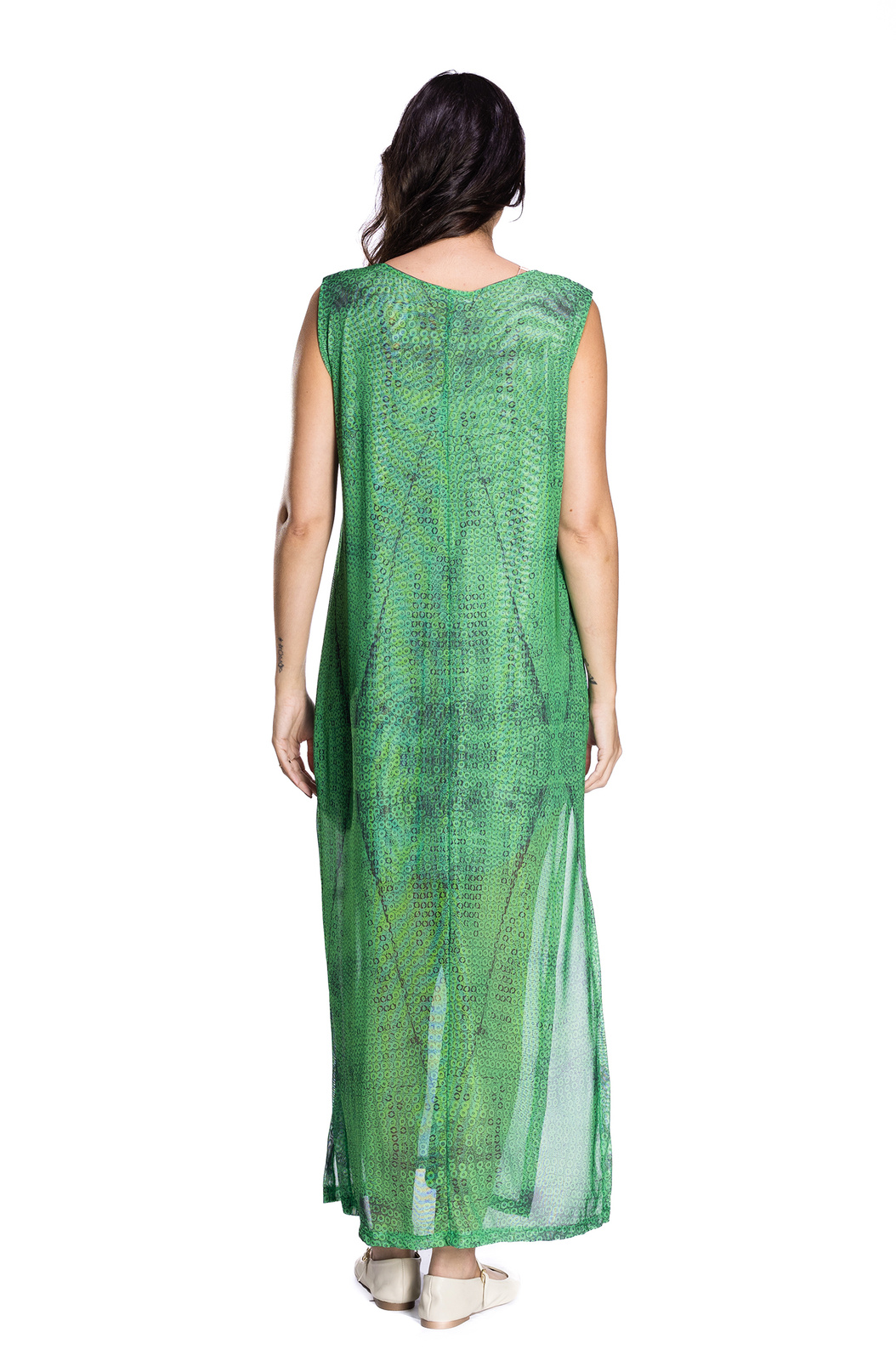 Vestido Feminino Tule Maré Estampado Bandeira Lantejoulas Vestido Feminino Tule Maré Estampado Bandeira Lantejoulas