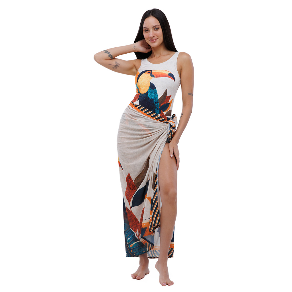 Canga Feminina Estampada Tucanos Tela Bordada