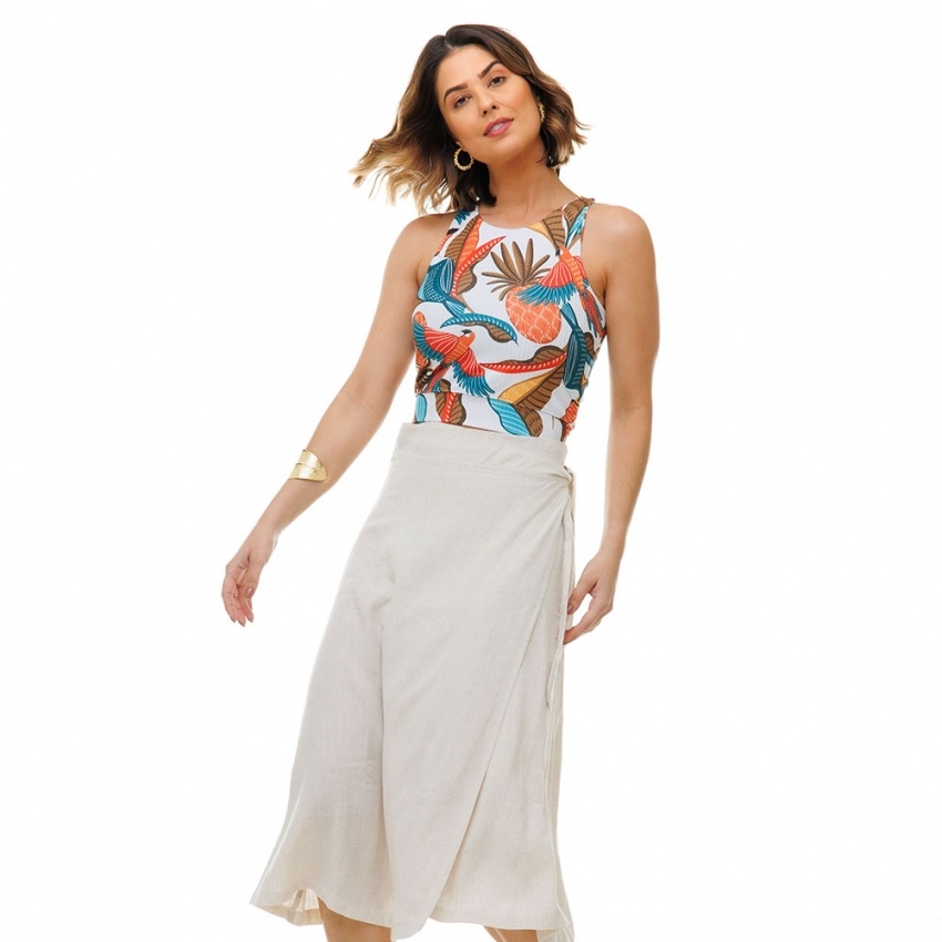 Top Canelado Aves e Abacaxi Top Canelado Aves e Abacaxi