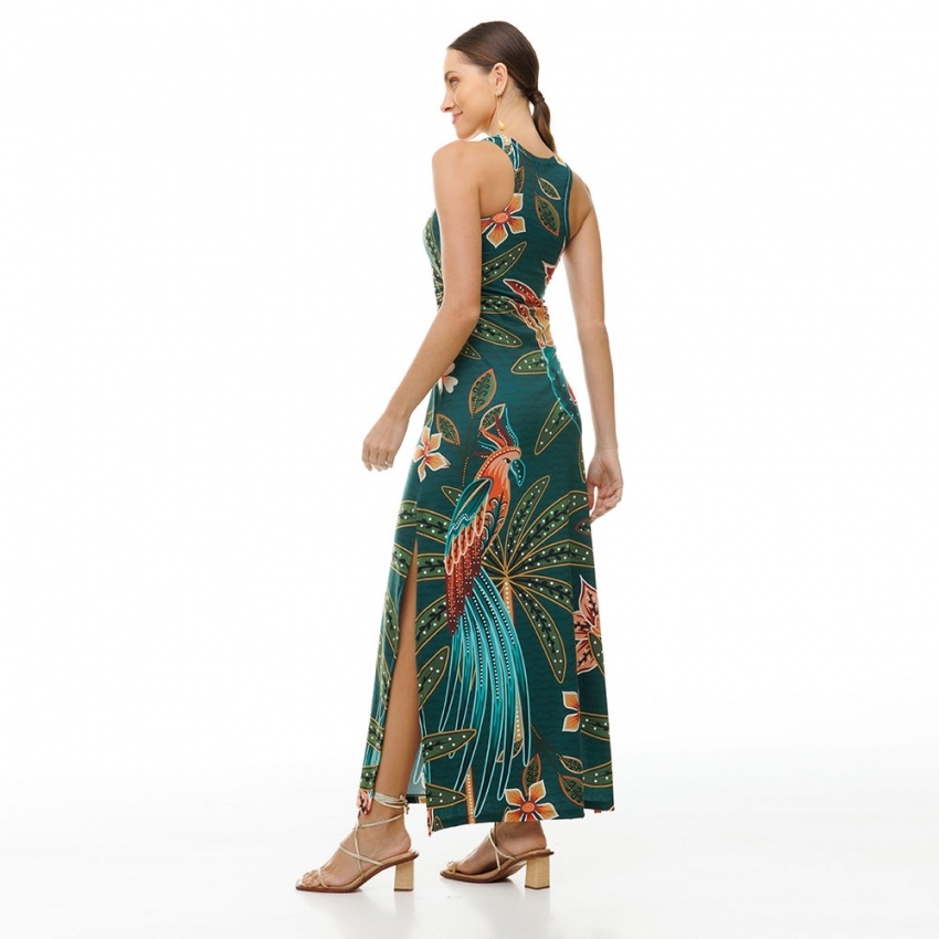 Vestido Hortência Pássaros e Flores