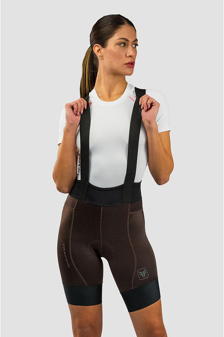 Bretelle ciclismo feminino Training marrom Free Force