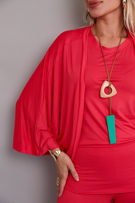 Detalhes do Kimono Fluido Vermelho Curaçau