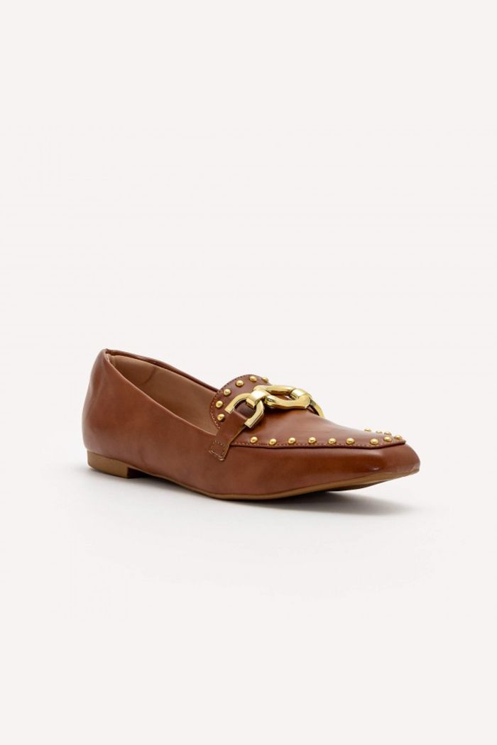 Mocassim com Rebites Caramelo