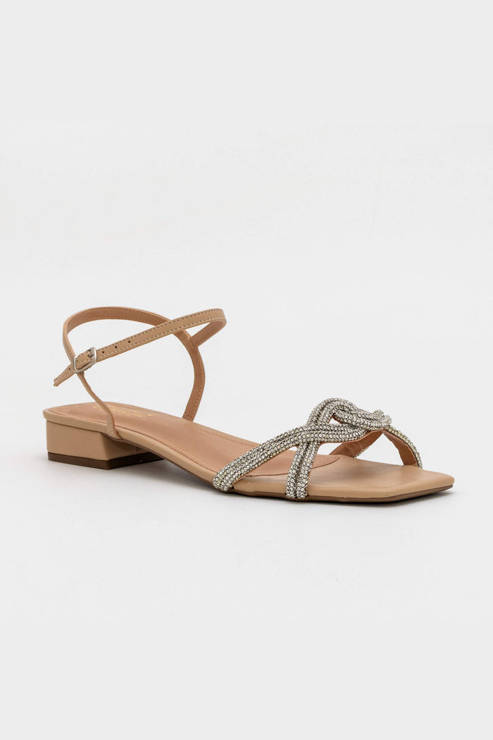 Sandália com Brilhos Amêndoa