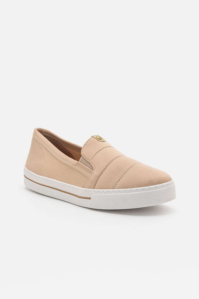 Tênis Slip On com Solado Alto Amêndoa