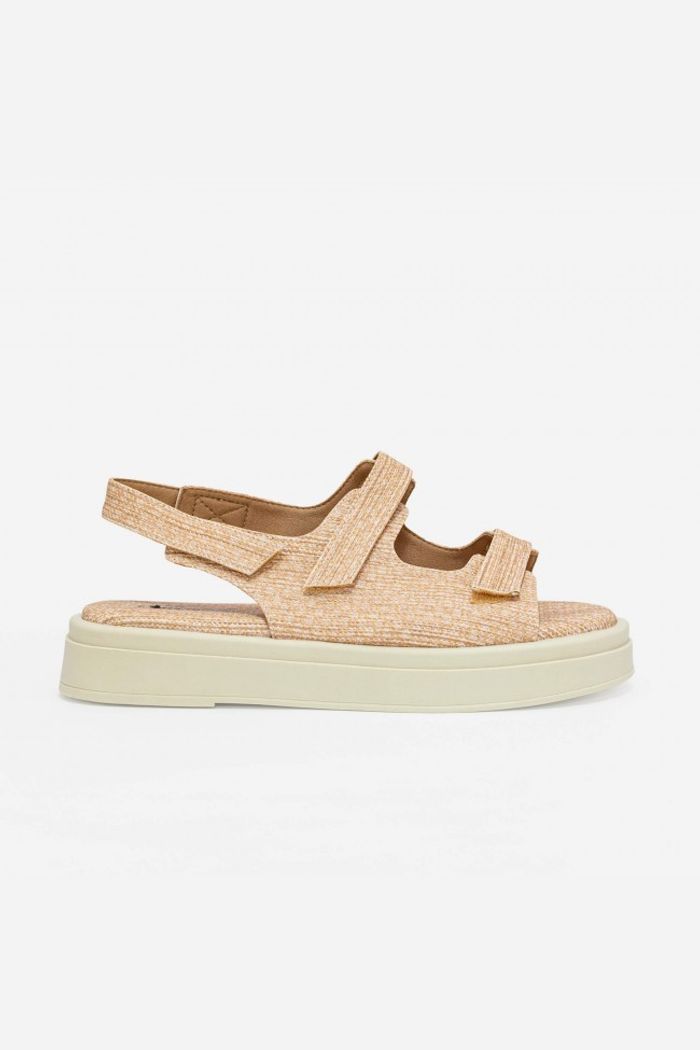 Sandália Flatform com Velcro Amêndoa