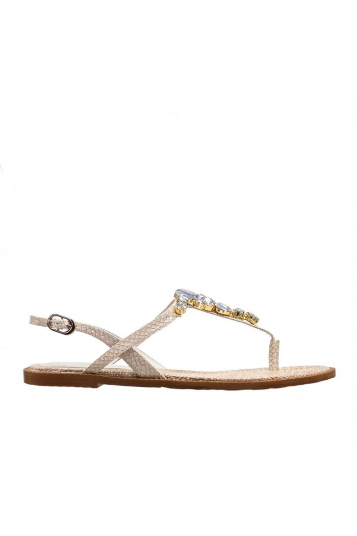 Rasteira Coração em Pedraria Off White