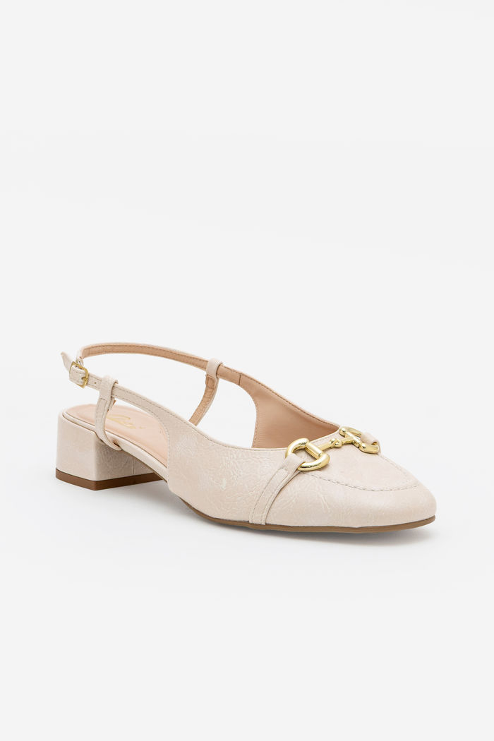 Chanel com Enfeite Salto Bloco Off White