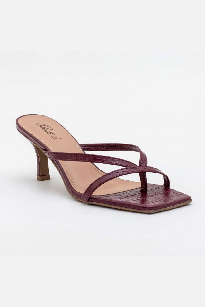 Mule Tiras com Bico Quadrado Bordo