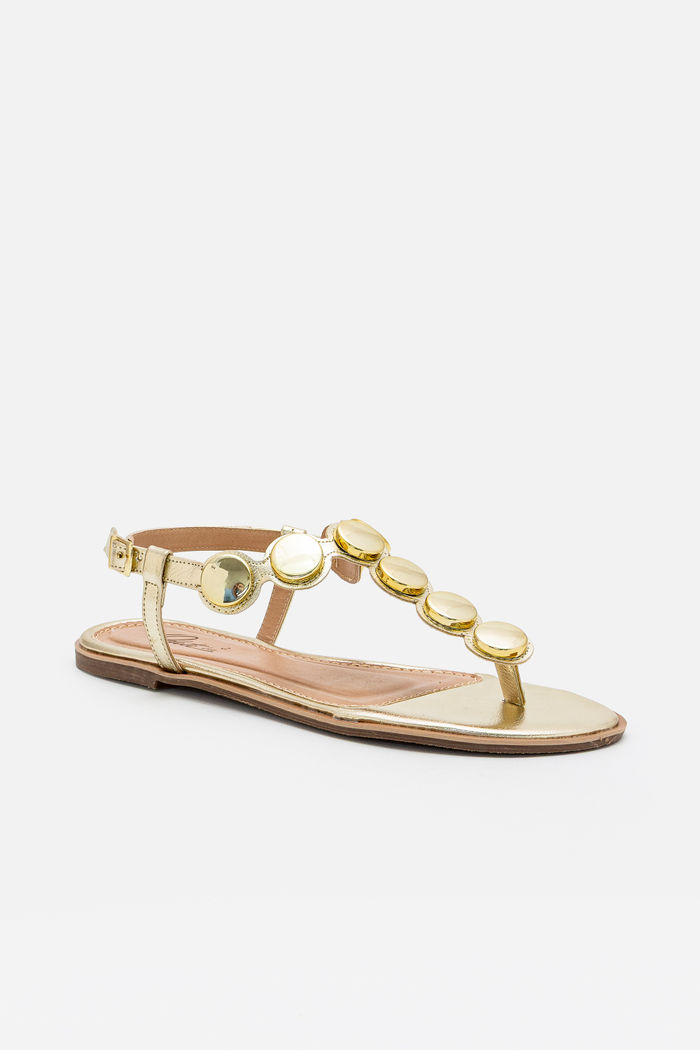 Rasteira com Esferas Cromadas Ouro