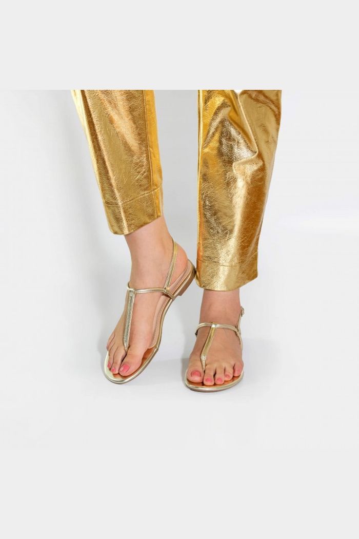 Rasteira Básica Tiras Minimalistas Champagne