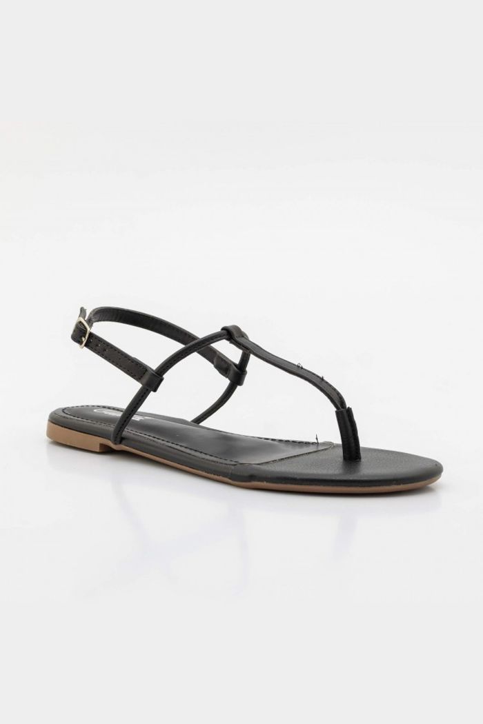Rasteira Básica Tiras Minimalistas Preto