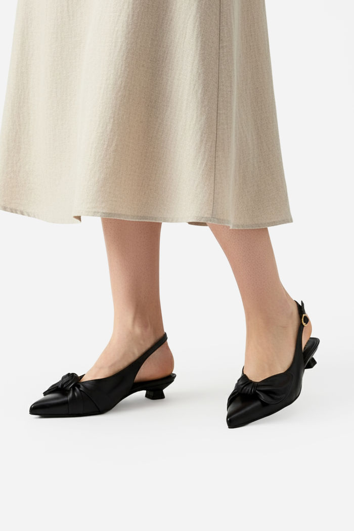 Chanel com Laço e Salto Baixo Preto