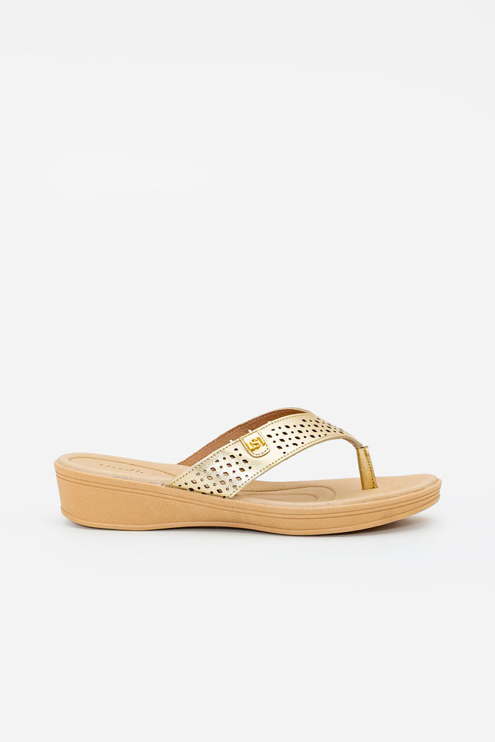 Tamanco Dedo em Couro Usaflex Champagne