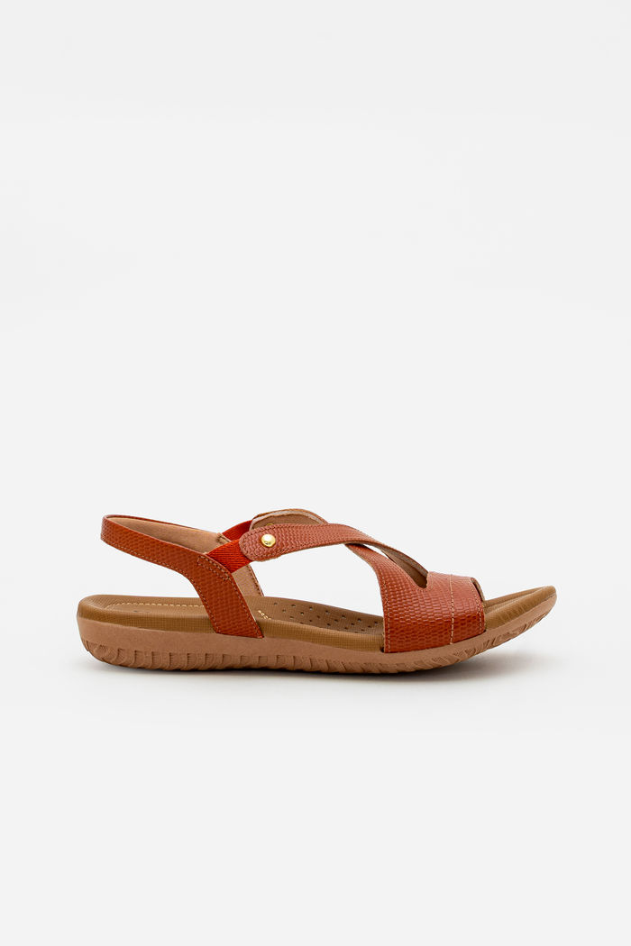 Sandália em Couro com Elástico Usaflex Tostado