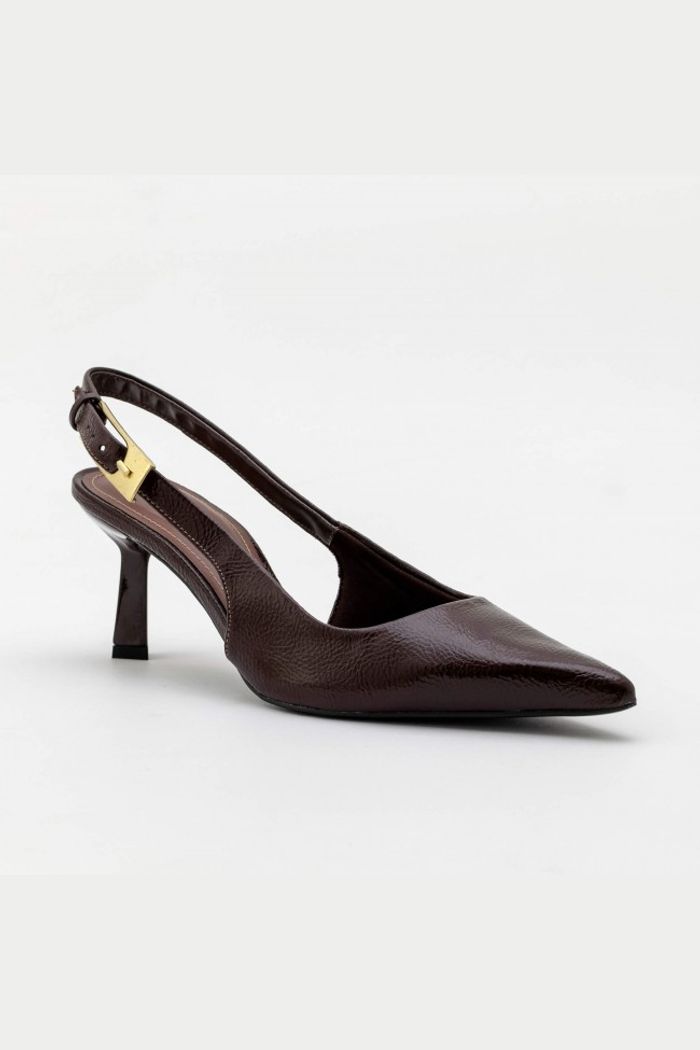 Chanel com Fivela e Salto Geométrico Café