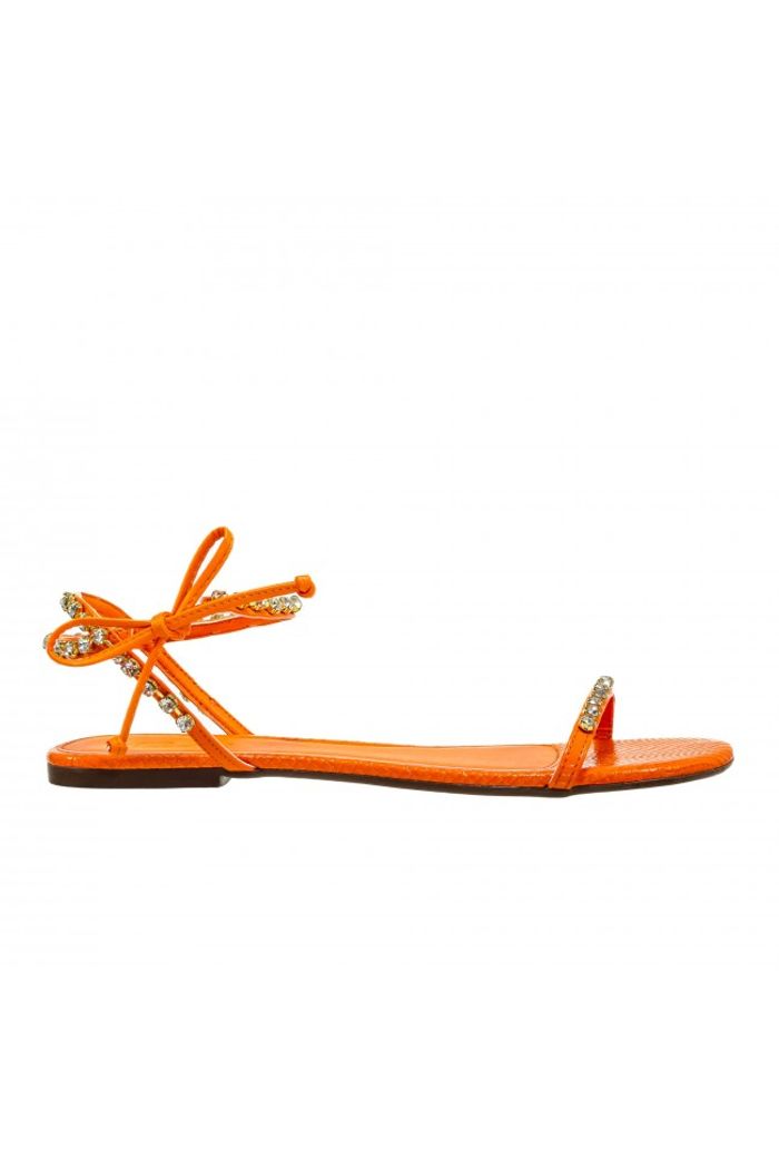 Rasteira Charmosa com Strass Laranja