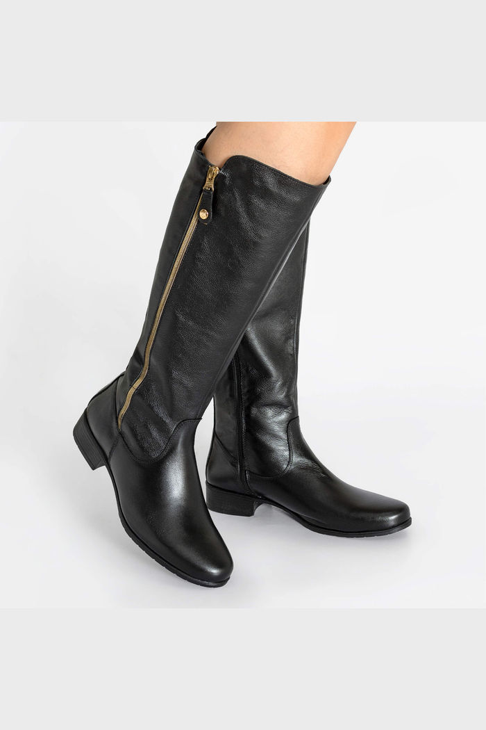 Bota Montaria em Couro com Extensor Preta